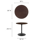 Modway - Lippa Rond de 28 po Bois Table à manger, Noyer cerisier noir-Placage en grain de bois et plateau de table en MDF