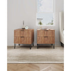Manhattan Comfort - DUMBO Table de nuit moderne à 2 tiroirs 20,07" - Brun doré - Lot de 2-Comprend 2 tiroirs à extension totale conçus avec des lignes verticales texturées