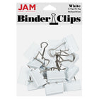 JAM Paper - Pinces à reliure colourées - taille moyenne - 32 mm (1 1/4 po) - pinces à reliure blanches - paquet de 15-Couleur : Blanc | Fabriqué en acier trempé pour une tenue extra forte
