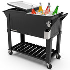 Permasteel - Glacière de patio style mobilier 80 pintes avec séparateur - noire-Fonctions supplémentaires : ouvre-bouteilles et récupérateur de capsules