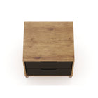 Manhattan Comfort - Rockefeller Table de Nuit 2 Tiroirs 20,08" Style Mid-Century Modern - Naturel et Gris Texturé - Lot de 2-10