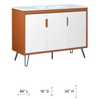 Modway - Energize 48" Vanette de salle de bain - Blanc cerise-Lavabo en céramique avec trous centraux de 8"