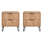 Manhattan Comfort - DUMBO Table de nuit moderne à 2 tiroirs 20,07" - Brun doré - Lot de 2-Moderne-contemporain avec une touche de glamour - Table de nuit pour chambre et salon, lot de 2