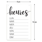 Cosco - Panneau effaçable à sec pour heures d’ouverture blanc/noir 8 po x 12 po usage intérieur, texte français-La surface réinscriptible permet de mettre à jour facilement les horaires, messages ou annonces selon les besoins