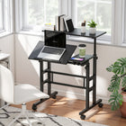 HOMCOM - Bureau debout avec plateau inclinable - 27,6 po L x 23,6 po l x 47,2 po H - noir-Le plateau avant pivote à 45°, offrant un angle confortable pour taper