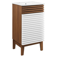 Modway - Render 18" Armoire à coiffeuse de salle de bain - Blanc Noyer Blanc-Style moderne du milieu du siècle