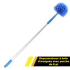 Gritt Commercial - Brosse chasse-toiles avec manche télescopique de 6 pi-La brosse chasse-toiles dépoussière les coins, plafonds et conduits sans rayer les surfaces