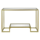 Hudson&Canal - Console Athena 47,75" L - Laiton-Comprend un plateau et une étagère en verre trempé
