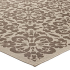Modway - Ariana Treillis floraux vintage à l’intérieur et à l’extérieur Tapis 9 pi l x 12 pi L - Beige clair et beige foncé-Haute densité / Tissé à la machine