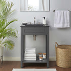 Modway - Altura 24" Vanette de salle de bain - Gris Noir-Bassin d’évier en céramique intégré