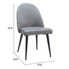 Zuo - Silloth Chaise de salle à manger sans accoudoirs - Gris - Ensemble de 2-Garantie limitée de 3 ans