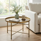 HOMCOM - Table basse ronde 24 po avec plateau martelé - or-Design compact qui s'adapte parfaitement aux petits espaces