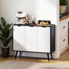 HOMCOM - Buffet moderne 36 po L, armoire latérale - noir-Fabriqué avec une structure en panneau de particules et des pieds en pin pour plus de solidité 