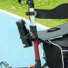 HOMCOM - Déambulateur pliant avec grand siège, dossier et sac - rouge-Déambulateur rollator en aluminium léger, conforme aux normes FDA, pour une utilisation facile et fiable 