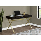 Monarch Specialties - 7210 Bureau 48 po L - Espresso/Metal Or-Construction de tablier épaisse pour un look riche et complète dans votre petite maison, appartement ou condo