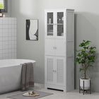 HOMCOM - Armoire de rangement de salle de bain avec portes persiennes et étagère réglable - blanc-Les portes persiennes assurent une bonne ventilation, gardant le contenu frais 