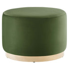 Modway - Tilden Grand velours rond de performance de 23" Rembourré Ottoman - Moss Green Natural-Revêtement en velours de performance