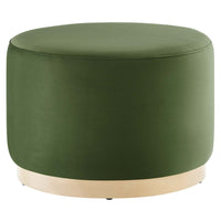 Modway - Tilden Grand velours rond de performance de 23" Rembourré Ottoman - Moss Green Natural-Revêtement en velours de performance