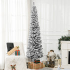 HOMCOM - Arbre de Noël artificiel fin floqué de neige artificielle 7.5pi-Des branches en plastique réalistes donnent un aspect plein et luxuriant à l'arbre 