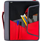 Hilroy - Cartable à fermeture à trois anneaux éclair Pandora de 2 po, rouge/noir-Fermeture complète à glissière permettant de garder le contenu bien en place lors du transport