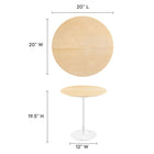 Modway - Lippa Rond de 20 po Bois Table d’appoint - White Natural-Placage en grain de bois et plateau de table en MDF