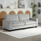 HOMCOM - Canapé 3 places avec coussin à ressorts et porte-gobelet pour chambre - gris clair-Les coussins d'assise profonds de 23,6 po (60 cm) offrent une grande surface d'assise 