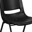 Flash Furniture - Chaise coquille noire, empilable et ergonomique de la série HERCULES avec cadre noir, capacité de 880 lb-Conception à dossier et siège en plastique noir aux contours ergonomiques
