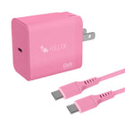 Helix - Chargeur mural USB-C + USB-A avec câble - 40 W, Rose-40 W Chargement
