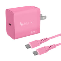 Helix - Chargeur mural USB-C + USB-A avec câble - 40 W, Rose-40 W Chargement