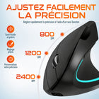 Delton - Souris d'ordinateur ergonomique sans fil rechargeable S12, pour droitiers, noire-Il utilise un capteur optique pour assurer un suivi et une navigation précis sur différentes surfaces.