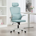 Vinsetto - Fauteuil de bureau haut avec appui-tête rotatif, support lombaire - bleu clair-L’appui-tête peut monter ou descendre, pivoter, amovible 
