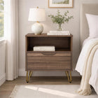 Manhattan Comfort - Table de nuit Avira 20" style milieu du siècle moderne à 1 tiroir - Marron-Tiroir spacieux avec des rails à glissement facile pour une ouverture et une fermeture douces et silencieuses