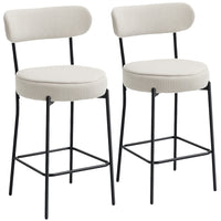 HOMCOM - Tabourets de bar hauteur comptoir 27 po - blanc crème - paquet de 2-Livré par lot de deux pour créer un look épuré et coordonné 
