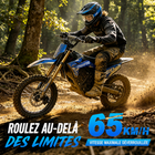 Gyrocopters - Moto électrique tout-terrain DX1 pour adultes - Vitesse 65 km/h, autonomie PAS 83 km - Bleu-Équipé d'une batterie longue durée haute capacité de 20,8 Ah, le DX1 offre une autonomie maximale impressionnante allant jusqu'à 83 km avec une seule charge