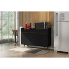 Manhattan Comfort - Buffet Bradley 53,54 po style Mid-Century Modern - Noir-Belles poignées de porte rustiques marron