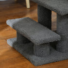 PawHut - Escaliers pour animaux à 4 marches, poteau à griffer recouvert de tapis - gris foncé-Matériau : panneau de particules, polaire berbère 