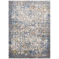 Modway - Minu Treillis floral vieilli Tapis de 5 pi l x 8 pi L - Bleu clair, jaune et orange-Tapis à treillis floral vieilli