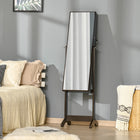 HOMCOM - Armoire à bijoux miroir - 18,4 po L x 14,4 po l x 59,6 po H - marron-Miroir pleine longueur pour se préparer, l’angle est réglable selon vos besoins 