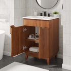 Modway - Miles 24" Vanette de salle de bain - Noyer blanc-Bassin d’évier en céramique
