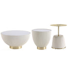 Manhattan Comfort - Ensemble de 3 tables : table basse et tables d’appoint Anderson modernes, revêtement similicuir crème-Ensemble moderne de table basse et de tables d’appoint 3 pièces pour salon