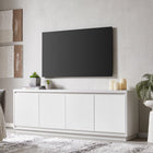 Hudson&Canal - Meuble TV Presque pour téléviseurs jusqu'à 75" - Blanc-Caractéristiques assemblage facile