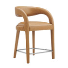 Modway - Pinnacle Cuir végane Tabouret de comptoir - Tan Silver - Ensemble de 2-Assemblée requise
