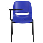 Flash Furniture - Chaise coquille ergonomique bleue avec accoudoir-tablette rabattable pour droitiers-Accoudoir-tablette en plastique pour droitier avec rainure pour crayon
