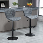 HOMCOM - Tabourets de bar pivotants réglables avec dossier - gris - paquet de 2-Assise large avec housse en tissu effet lin et rembourrage épais pour un confort optimal 

