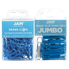 JAM Paper - Paquet combiné de trombones colourés - standard et jumbo - trombones bleu bébé - 1 paquet de 100 et 1 paquet de 75-Couleur : Bleu Bébé