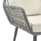 Manhattan Comfort - Ensemble de conversation moderne Portofino pour patio, 4 personnes, avec table basse - gris et crème - ensemble de 4-Structure en acier enveloppée de rotin en PVC parfaite pour l'extérieur
