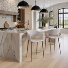 Zuo - Limay Tabouret de comptoir - Beige/Noyer-Assemblage requis
