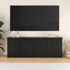 Hudson&Canal - Meuble TV Thornwell pour téléviseurs jusqu'à 78" - Grain noir-Fabriqué à partir de matériaux MDF robustes avec une finition grain noir aspect bois