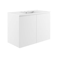 Modway - Bryn Support mural de 36" Vanette de salle de bain - Blanc blanc-Vanité de salle de bain moderne