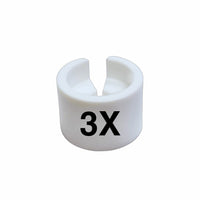 Eddie's - Marqueurs de taille mini pour cintres - 3X - Sizer blanc avec impression noire - Paquet de 100-Repères de taille pour les cintres